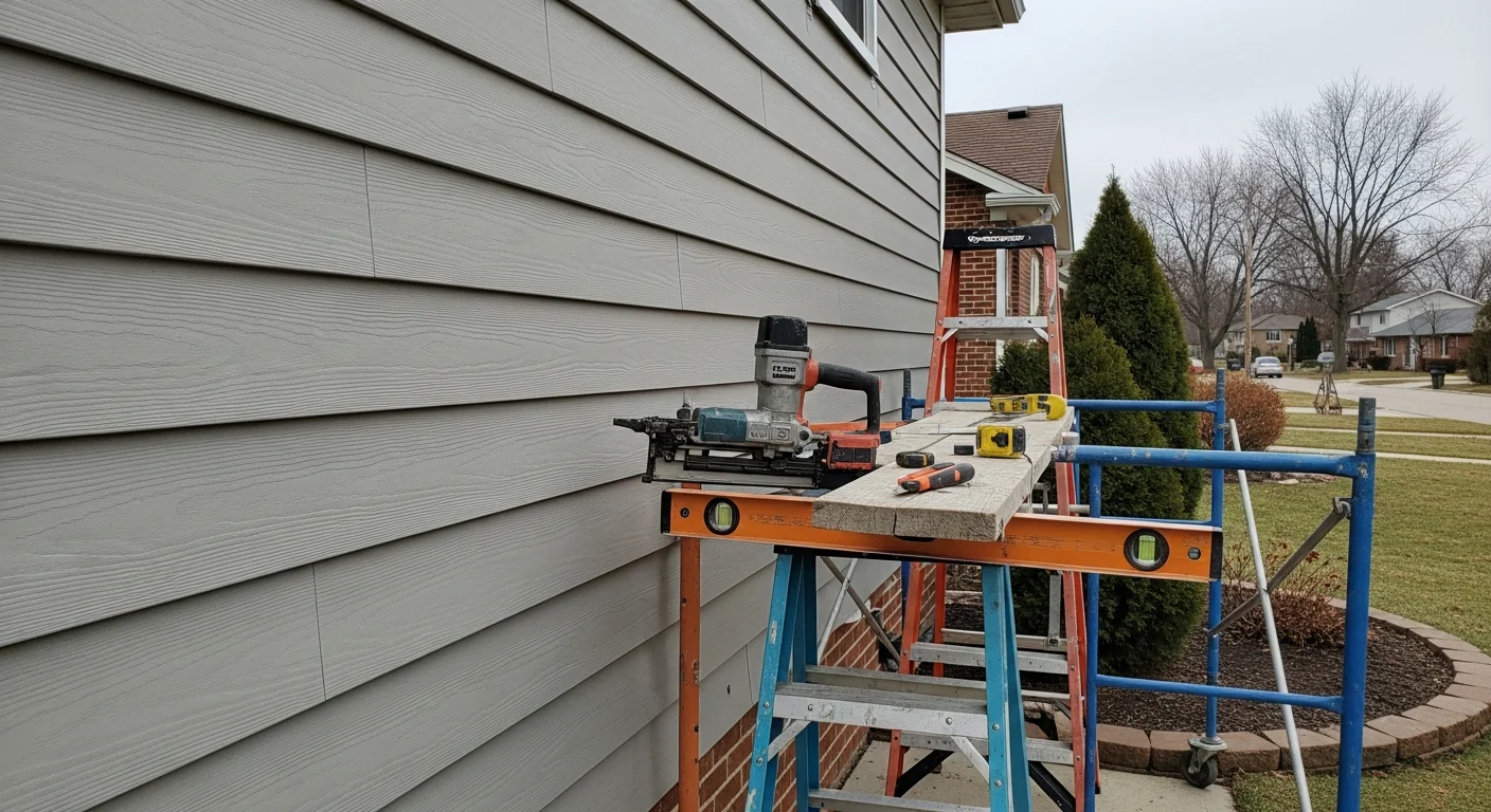 New vinyl siding installed on residential home exterior