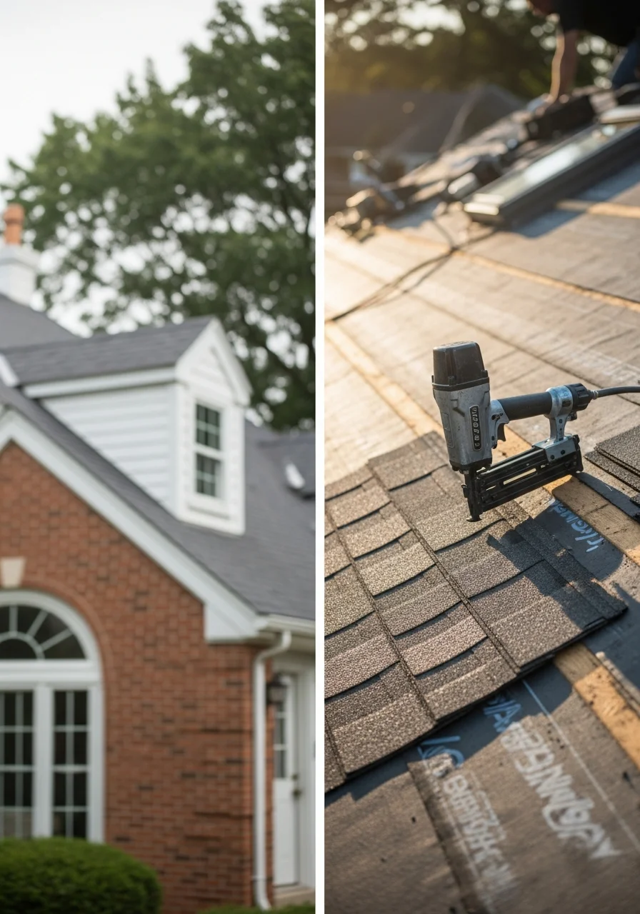Close-up of professional service work being performed on a Naperville home exterior.